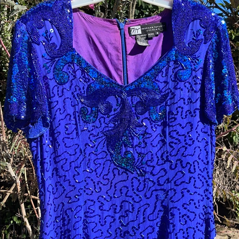 Royal Blue Sequence Evening Dress. Size 8. - Picture 5 of 10